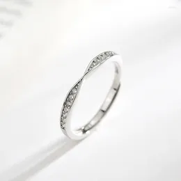 Cluster Rings Simple Style Trendy Zirconia Wave Cross Adjustable Ring For Women Wedding Jewellery Girlfriend Gift