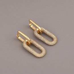 Exaggeration Geometric Micro Pave Tiny Drop Earrings Luxury Gold Color Cuba Piercing Ear Ring For Women Statement Jewelry 240301