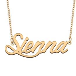 Sienna Name Necklace Pendant for Women Girls Birthday Gift Custom Nameplate Kids Best Friends Jewelry 18k Gold Plated Stainless Steel