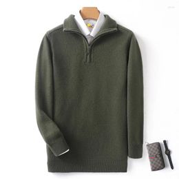 Men's Sweaters Thickened Half Zipper Height Woolen Sweater Pullover Collar Knitted Loose Business Casual Top