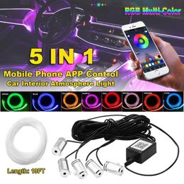 Fibre Optic Atmosphere Lamps Ambient Lamp App Control 6 Metre 8 Colours Car Interior Light Remote Control RGB Auto Decorative C1007306C