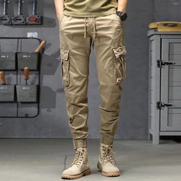 Men's Pants Fashion Cargo Mens Loose Cotton Plus Size Pocket Lace Up Elastic Waist Trousers Overall Long For Male