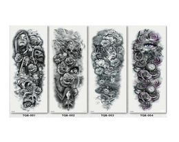 Full Flower Temporary Tattoo Sticker Arm Fake Tattoo Sticker Skull Lion Dragon Body Paint Waterproof Transfer Fake Tattoo Sleeve2340803