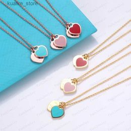 Pendant Necklaces Luxury double heart necklace ladies stainless steel heart-shaped diamond pendant designer neck jewelry Christmas gift women accessories