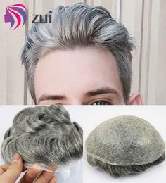 Thin Skin Toupee for Men Men039s Hair Pieces Replacement System Colour Human Hair Mens Wig1424351