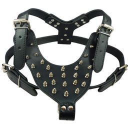 Large Dog Rivets Spiked Studded PU Leather Dog Harness for Pitbull Large Breed Dogs Pet Products188O