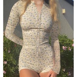 Xingqing Playsuit y2k Aesthetic Fairycore Grunge V Neck Button Down Long Sleeve Bodycon Jumpsuit Women Romper 2000s Clothes 240311