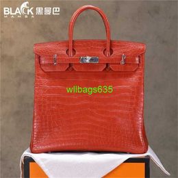 Handmade Bags Genuine Leather Handbags Bk40 Crocodile Leather Handmade Black Plus High 40cm Fighter King Mist Face Mens Plus Large Red Fashio have logo HBGNPE