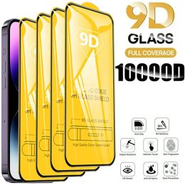 9D Screen Protector Tempered Glass For IPhone 14 15 13 12 11 Pro Max Protective Glass Film For iPhone X XR XS Max 14Plus 15Plus