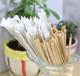 5000 Pieces 14cm Wrapped Wood Stirrer for Coffee Tea Drink Disposable Wooden Stir Stick Round End in Bag Cafe Shop 1234518