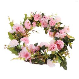 Decorative Flowers Artificial Wreath With Summer Hanging Decoration String Lights