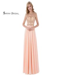 Simple Sleeveless Jewel Hollow Back Floor Length Prom Dresses Ruched Beads Chiffon ALine Homecoming Dress In Stock LX4752789595