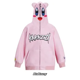 Hoodies masculinos de capuz kakazzy, pó de mole de graffiti de graffiti de graffiti de graffiti zíper do zíper superior de moletom de moletom kakazzy spider casal zip up kakazzy 8860