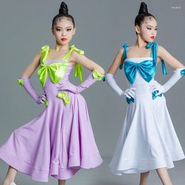 Stage Wear 3 Colours Waltz Modern Dancing Dresses Girls Ballroom Dance Competition Dress Kids Sleeveless Latin SL8580