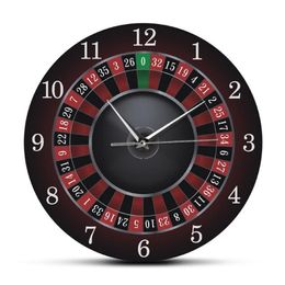 Poker Roulette Wall Clock With Black Metal Frame Las Vegas Game Room Wall Art Decor Timepiece Clock Watch Casino Gift259u
