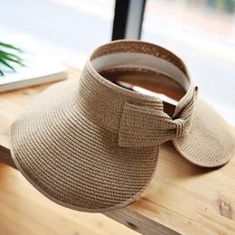 Wide Brim Hats Women Summer Straw Hat Foldable Empty Top Sun Female Large Beach UV Protection Cap Casual Visor2517