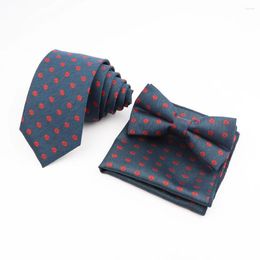 Bow Ties Classic Flowers Pattern Polyester Handkerchief Set Neckties For Men Business Wedding Party Shirt Accessories Gift