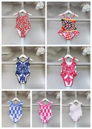 Fashion children totem printed one-piece Swimsuit Designer baby kids letter vest bathing costume INS girls holiday SPA beach swimming S1177