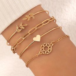 Link Bracelets Fashion Simple And Fresh Only Beautiful Love Leaves Niche Design Sense Personality Geometric Street S Temperament Bracelet