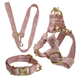 Designer Dog Harness Leash Set No Pull Dog Harness with Classic Old Floral Patterns Durable Nylon Collar with Metal Buckle for Small Medium Large Dogs XL Pink B227