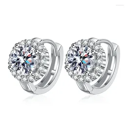Backs Earrings Luxury S925 Sterling Silver Platinum Moissanite Sparkling Sunflower 1 Carat For Women Jewelry Set
