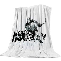 Blankets Flannel Fleece Throw Blankets Ice Hockey Player Sports Decorative Lightweight Super Soft Luxury Cosy Blanket Queen