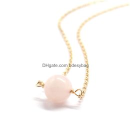 Pendant Necklaces 12Mm Natural Crystal Stone Handmade Beaded With Chain For Women Girl Party Club Decor Lucky Jewelry Drop Delivery Pe Dhrro