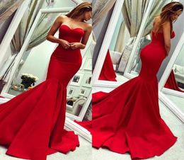 2020 Charming Red Strapless Evening Gowns Formals Wear Mermaid Long Backless Plus Size Prom Gowns Cheap Bridesmaid Dress8484735