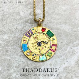 Chains Necklace Amulet Magical Lucky Symbols Fine Jewelry Europe 925 Sterling Silver Wheel Of Fortune Gift For Women Men