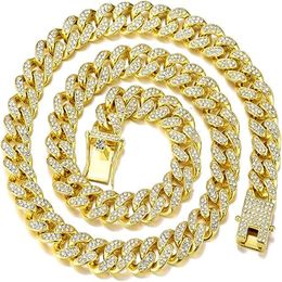 Male and female trendsetter hip-hop collars street dance rap accessories full diamond large gold chains Cuban chains cool hip-hop necklaces