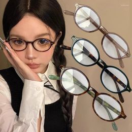 Sunglasses 2024 Retro Oval Glasses Women Girls Y2K Leopard Print Black Whiet Eyeglasses Eyewear Decorative Computer Anti Blue Light