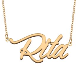 Rita name necklace pendant Custom Personalized for women girls children best friends Mothers Gifts 18k gold plated Stainless steel
