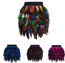 Skirts Women039s Christmas Santa Claus Halloween Faux Fur Feather Line Cosplay Mini Skirt Stage Costume 20223682221