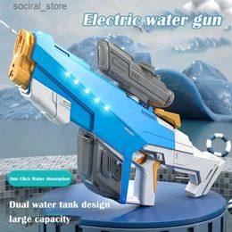 Gun Toys 2024 New Water Gun Electric Fully Automatic Suction High Pressure Water Blaster Pool Toy Gun Summer Beach Outdoor Toys for Kids L240311