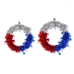 Decorative Flowers Colourful American Independence Day Wreath Outdoor Patriotic Decorations For National Party Celebration