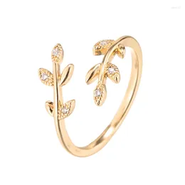 Cluster Rings HIGH-QUALITY 2024 Plant Leaf-Shaped Female Open Ring Simple Gift Party Jewellery Adjustable
