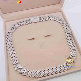 Pendant Necklaces designer necklace square diamonds 15mm 18mm 20mm hip hop fine jewelry baguette biamond Men sterling Silver Fully Vvs moissanite luxury cuban