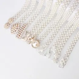 Belts 1PC Elegant Women Pearl Waist Belt Elastic Buckle Chain Female Girls Dress Crystal Strap Luxury