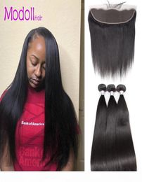 Straight Human Hair Bundles With Lace Frontal Raw Indian Virgin Hair Bundles With Frontal Closures Grade 9A 30 inch Bundles With F9634922