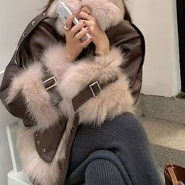 And Winter Autumn 2023 New Haining Imitation Fox Grass Women's Fur Bat Sleeve Leather Coat Youth Style 8520