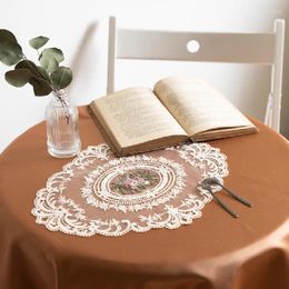 Table Mats Embroidered Lace Placemat Vintage Craft Bowls Coffee Cups European Style Insulation Plate Mat