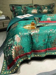 Bedding Sets High-end And Atmospheric Long Cotton Bed Sheets Duvet Covers Satin Jacquard Four Piece Set Retro Embroidered Villa Beddin