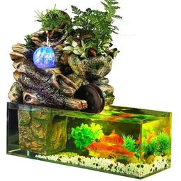 rium fish tank artificial landscape rockery water fountain with ball ornaments living room desktop lucky home bar decoration Y2009278y