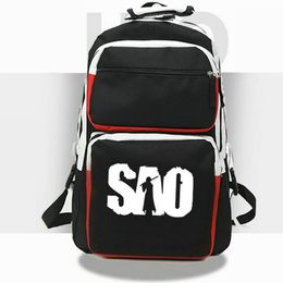 SAO backpack Sword Art Online daypack Kirigaya Kazuto school bag Cartoon Print rucksack Casual schoolbag White Black day pack