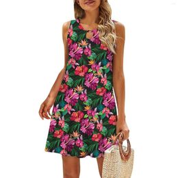 Casual Dresses Women Summer Printed Tank Sleeveless Dress Hollow Out Loose Beach Fashionable 2024 Printe
