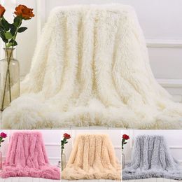 Double-faced Faux Fur Blanket Soft Fluffy Sherpa Throw Blankets for beds cover Shaggy Bedspread plaid fourrure cobertor mantas277B