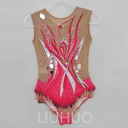LIUHUO Customise Colours Rhythmic Gymnastics Leotards Girls Women Competition Artistics Gymnastics Performance Wear Crystals Red BD1034