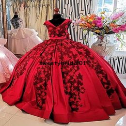 Vestidos De XV A os Red Quinceanera Dress Real Images Applique Beaded Mexican Girls 15 Years Birthday Dress Prom Gown 2021209P