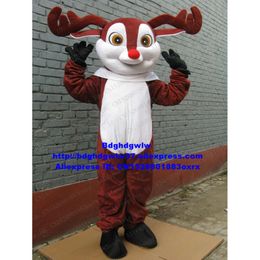 Mascot Costumes Mascot Costumes Brown Rudolph the Red Nosed Reindeer Deer Moose Elk Mascot Cartoon Character Opening and Closing Costume Zx1661