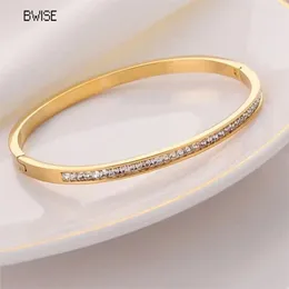 Bangle Bwise Ins Style Stainless Steel Bracelet Jewellery Inlaid Cubic Zircon Bangles For Women Waterproof Trendy Christmas Gift